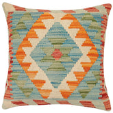 handmade Traditional Pillow Red Blue Hand-Woven SQUARE 100% WOOL Hand woven turkish pillow2' x 2'